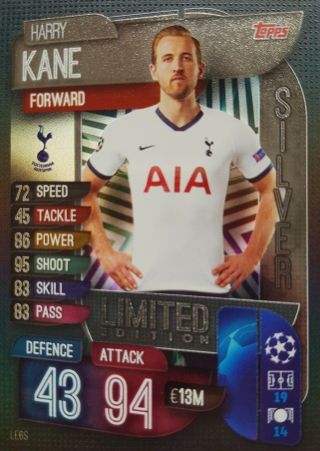 Match Attax 19/20 Limited Edition Harry Kane Tottenham Hotspur Silver Le6s