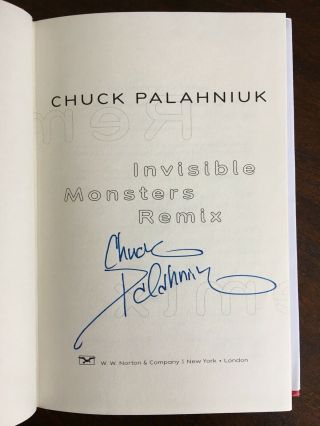 Invisible Monsters Remix Signed First Edition Chuck Palahniuk Hcdj 1st Printing