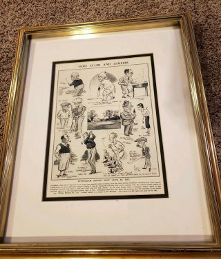 Antique Golf Art Print.  Effingham Manor Golf Club 1934 By Mel Framed And Matted