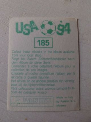 PANINI USA 94 WORLD CUP 1994 STICKER 185 FERNANDO GINER - SPAIN - 2