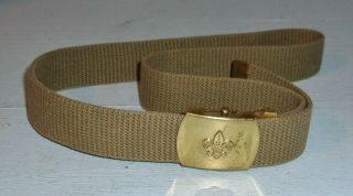 Vintage Boy Scouts Of America Solid Brass Belt Buckle W/ Web Belt 36 "