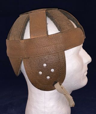 Antique Circa 1910 8 Spoke Football Leather Head Harness Early Old Helmet Reach