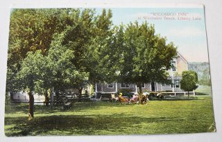 Vintage 1900s Wicomico Inn At Wicomico Beach Liberty Lake Washington Post Card