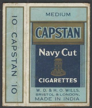 Vintage Capstan Navy Cut Cigarette Packet W.  D.  & H.  O.  Wills,  India