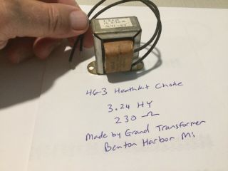 Vintage Heathkit 46 - 3 Filter Choke Transformer 3.  24 Hy 230 Ohms,  Tests Good