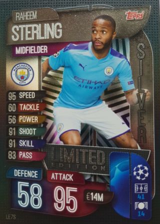 Match Attax 2019/20 Limited Edition Raheem Sterling Manchester City Silver Le7s