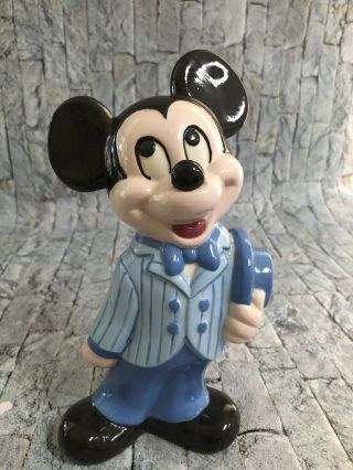 Vintage Walt Disney Productions Mickey Mouse Ceramic Statue 9.  5” Toy Collectible