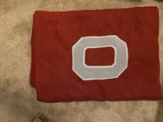 Vintage Ohio State Buckeyes Wool Stadium Blanket Block O 60” X 80” Red