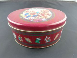 Vintage Oval Christmas Tin/can Box,  Dogs,  Gifco Co.