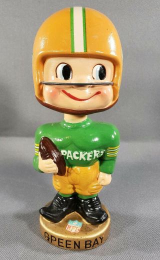 Rare Vintage 1960’s Nfl Green Bay Packers Nodder Head Bobblehea Toes Up