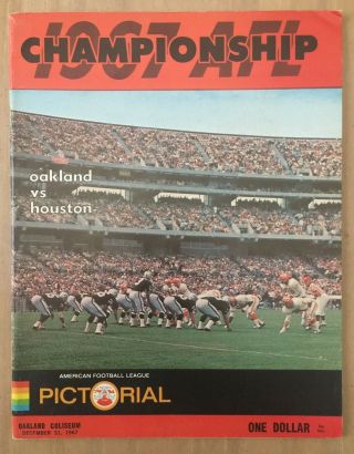 Vintage 1967 Afl Nfl Championship Program Houston Oilers @ Oakland Raiders