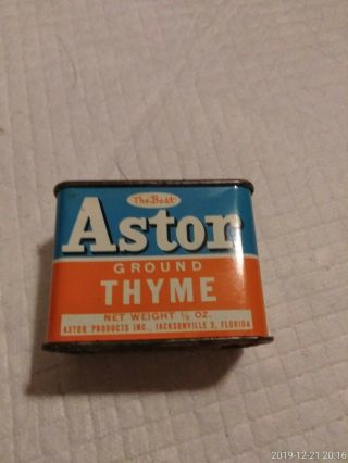 Antique Vintage Astor Spice Tin Ground Thyme 1/2 Oz