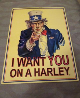 Harley Davidson Uncle Sam I Want You On A Harley Metal Sign