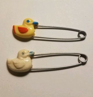 Vintage Baby Diaper Pins 2 Duck Style Safety Pins Cloth Diapers