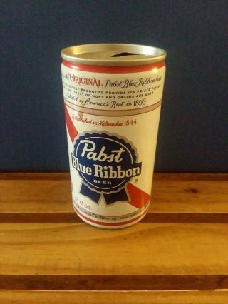 Vintage Pabst Blue Ribbon Beer Can Steel With Pull Tab Top