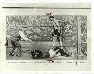 Jack Johnson Jess Willard Wire/press Photo For 1915 Fight