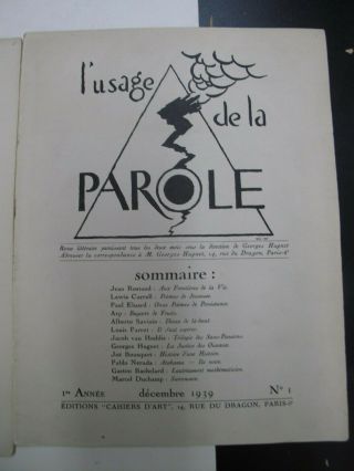 3 Issues Hugnet French Surrealism Scarce L ' Usage de Parole 1939 1940 Complete 2