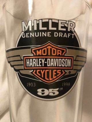 Harley Davidson Miller Draft Beer Glass Libby Bar Motorcycle Riding 2