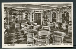 Rppc C1928 - 30 White Star Line Rms Olympic - - First Class Verandah Cafe