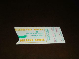 1967 Orleans Saints 1st Year At Philadelphia Eagles Football Ticket Stub Ex -