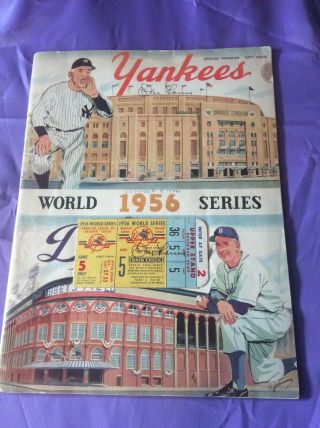 1956 World Series Game 5 Don Larsen Perfect Game Signed Program & Ticket Stub