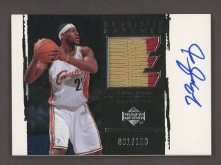 2003 - 04 Ud Exquisite Lebron James Rc Rookie Game Patch Auto 61/100 " Rare "