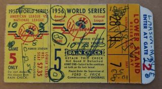 1956 World Series Game 5 Ticket Stub.  Don Larsen Perfect Game