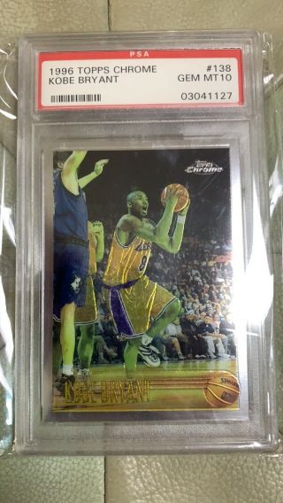 1996 - 97 Topps Chrome Kobe Bryant Rookie Psa 10 Gem Rc La Lakers 138