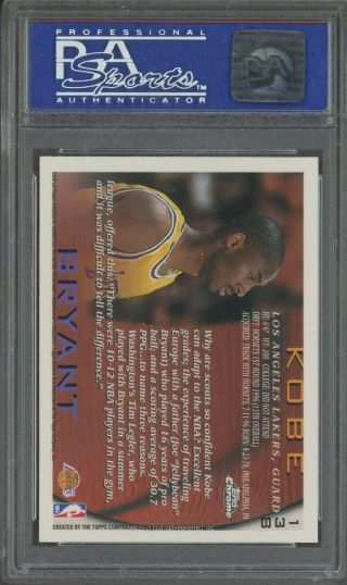 1996 - 97 Topps Chrome 138 Kobe Bryant Lakers RC Rookie PSA 10 GEM 