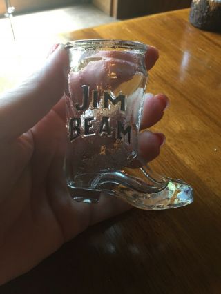 Vintage Jim Beam Cowboy Boot Shot Glass Kentucky Bourbon Whiskey Barware