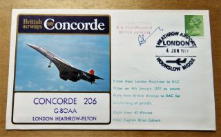 Concorde G - Boaa 1977 Flown Cover Heathrow To Filton For Refurbishing Signed