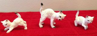 Vintage Set Of 3 Small Ceramic White Cats Kittens Figurines