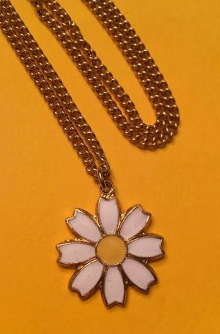 Vintage 1960’s Sarah Coventry Enamel Flower Lazy Daisy Pendant Necklace