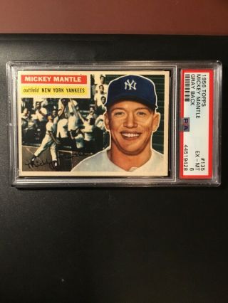 1956 Topps Mickey Mantle 135 Psa 6 Ex - Mt High End