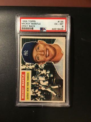1956 Topps Mickey Mantle 135 PSA 6 Ex - Mt HIGH END 3