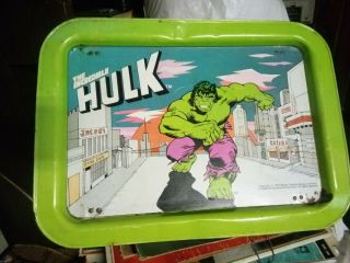 Vintage The Incredible Hulk 1979 Marvel Comics Metal Food Tv Tray Comic Hero