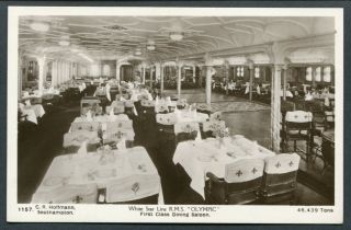 Rppc C1928 - 30 White Star Line Rms Olympic - - First Class Dining Saloon