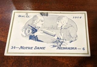 Notre Dame Rare Football Rockne 1924 Nebraska Four Horsemen Post Card Postcard