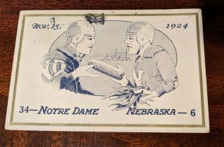 Notre Dame Rare Football Rockne 1924 Nebraska Four Horsemen Post Card Postcard 2