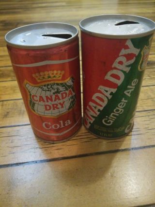 Vintage Canada Dry Cola And Ginger Ale Steel Soda Pop Cans