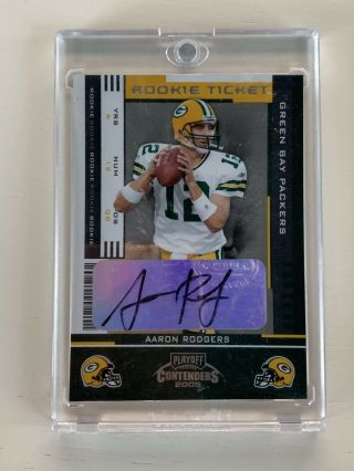 2005 Playoff Contenders Aaron Rodgers Rookie Ticket Auto Autograph Rc /530 Sharp