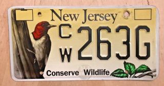Jersey Conserve Wildlife License Plate " Cw 263 G " Nj Woodpecker Bird Tree