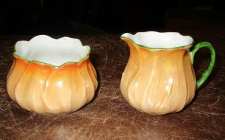 Vintage P.  A.  L.  T.  Czecho - Slovakia Lustreware Creamer & Open Handleless Sugar Bowl