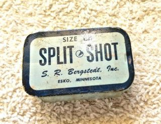 Vintage Slide Lid Tin - Size Bb Split Shot S.  R.  Bergstedt,  Inc Esco,  Minnesota.