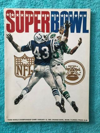 1969 Bowl Iii Program Baltimore Colts V York Jets Namath Nr -