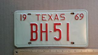 License Plate,  Texas,  1969,  Vanity: Bh - 51