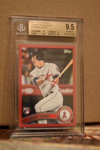 Mike Trout 2011 Topps Update Target Red Rc Bgs 9.  5 All Sub - Grades 9.  5,  10 Center