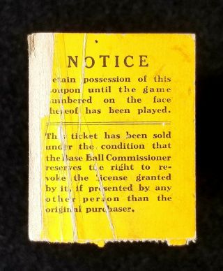 1921 WORLD SERIES GAME 3 TICKET Babe Ruth York Giants vs Yankees Polo Ground 2
