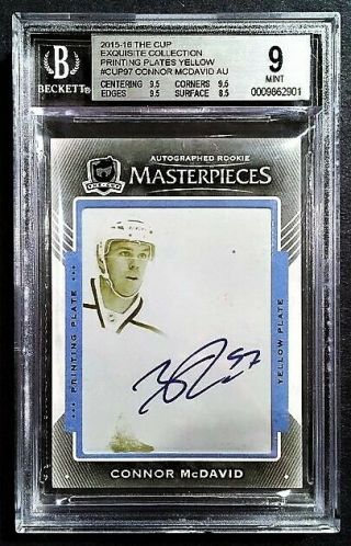 2015 - 16 Ud The Cup Connor Mcdavid Masterpiece Ex97 Rookie Auto Rc 1/1 Bgs 9/10