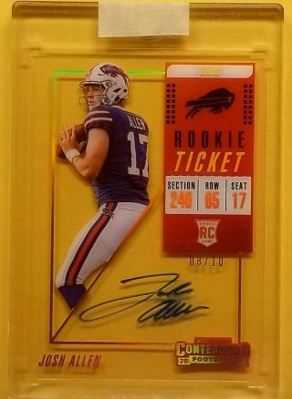 2018 Josh Allen Panini Contenders Clear Ticket Auto /10 Clearly